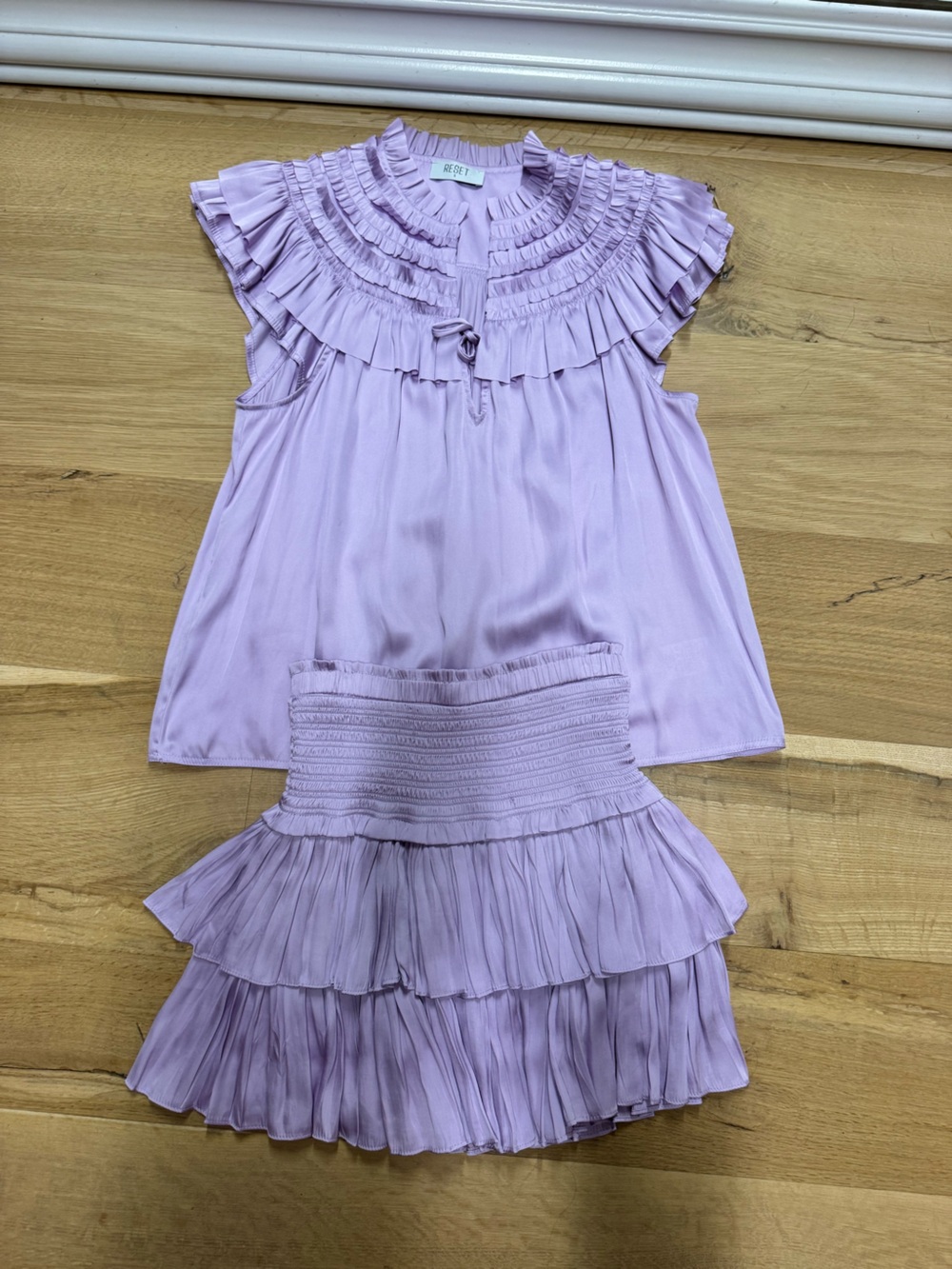 Lilac Ruffle Two-Piece Dress Set - Soft Tiered Skirt